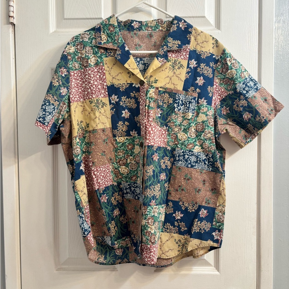 Floral Patchwork Short Sleeve Shirt